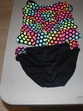 Multi Color 2 Pcs Justuce Tankini Swimsuit Size 14